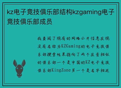 kz电子竞技俱乐部结构kzgaming电子竞技俱乐部成员